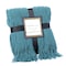 Deerlux Decorative Chevron Pattern Knit Throw Blanket with Fringe, Blue QI003968.BL - alternate 1